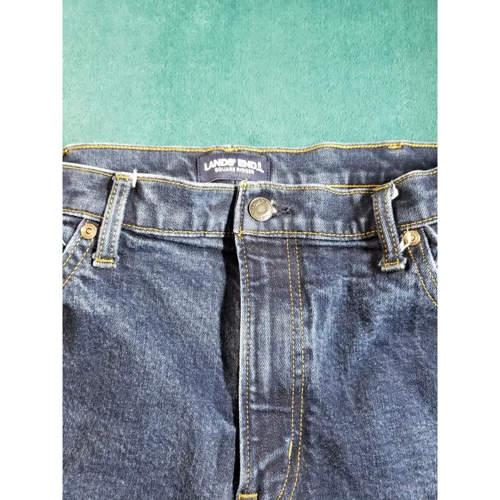 Lands End Jeans Size 40x28 Mens Blue Pants Stretch Denim Square Rigger Straight